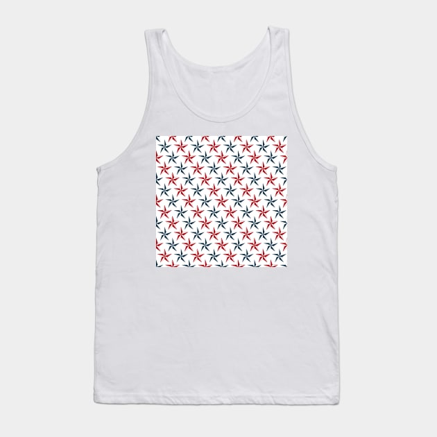 Red and Navy Blue Nautical Stars Tank Top by Peter the T-Shirt Dude